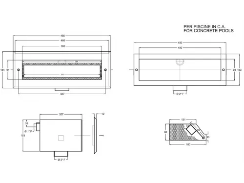Скиммер (универс.), из нерж. стали, с выдвижной корзиной, без крышки, Marpiscine 19123