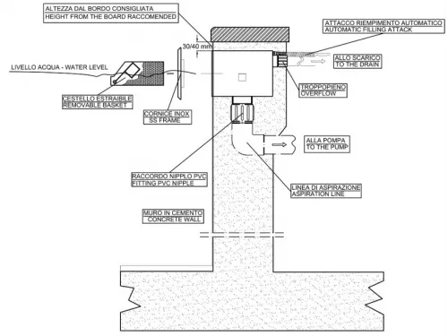 Скиммер (универс.), из нерж. стали, с выдвижной корзиной, без крышки, Marpiscine 19123