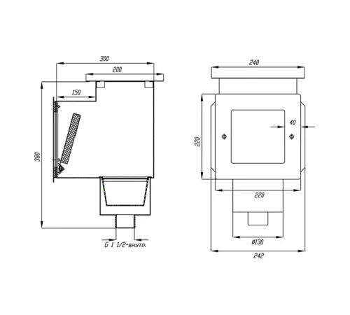 Скиммер СК.15.6/1 с удлиненной горловиной (универс.) из нерж. стали AISI-316