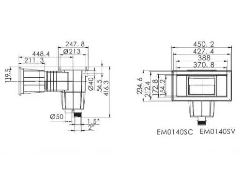 Скиммер (универсал.) Emaux EM0140-SV с широкой горловиной