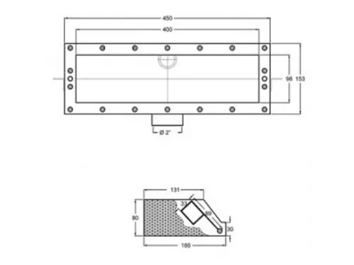 Скиммер АТ 05.23.2М узкий (универс.) с выдвижной корзиной с датчиком уровня и переливом из нерж. стали AISI-316