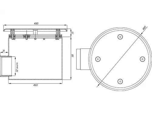 Слив донный (плитка) д.165 мм. (круг), СД.65.1, из нерж. стали AISI-304