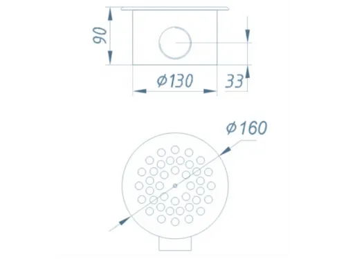 Слив донный "эконом" (плитка) D=160 мм. АТ 04,10M из нерж. стали AISI-316