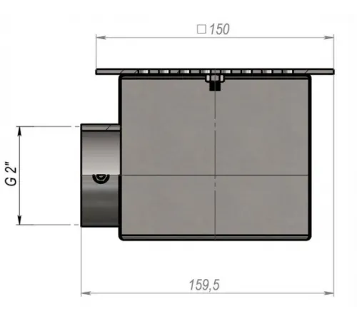 Слив донный из нерж. стали (плитка) Aquaviva 2'', AISI 304 (150x150 мм)