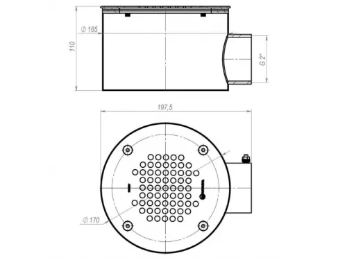 Слив донный из нерж. стали (универс.) Aquaviva 2'', AISI 304 (D165 мм)