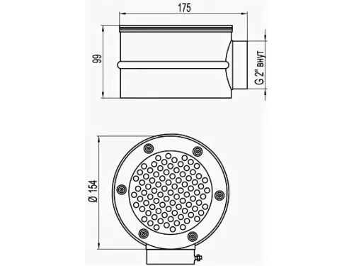 Слив донный (универс.) круглый д.154мм-2"В M.SD.KR, из нерж. стали