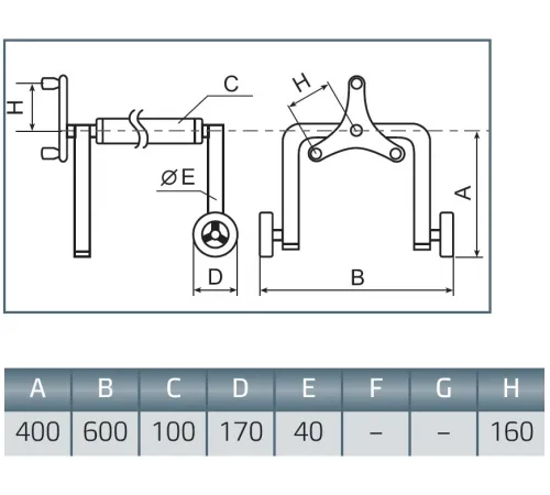 Сматывающее устройство из нерж. стали, подъёмно-откатное, усиленное, Jumbo, Vagnerpool