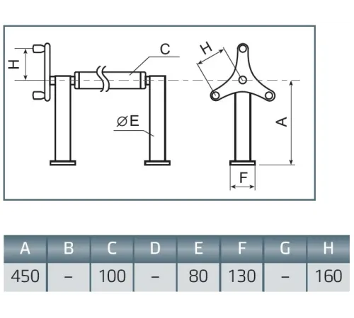 Сматывающее устройство из нерж. стали, фланцевое, усиленное, Jumbo, Vagnerpool