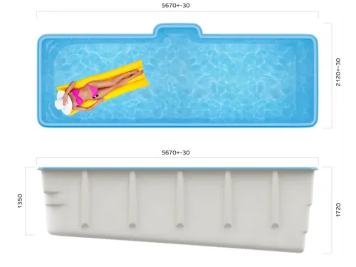 Композитный бассейн SwimTrack «56» 5,67*2,12*1,35*1,72 м., Франмер