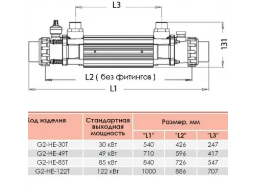 Теплообменник 122 кВт (гориз.) Elecro G2 HE 122T 