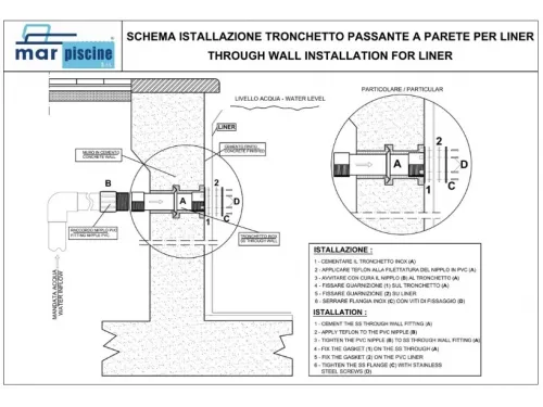 Труба проходная (универс.), нерж. сталь, Marpiscine 18113, 2"