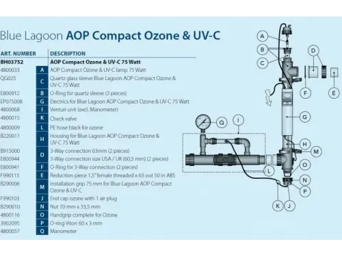 Ультрафиолетовая установка (75 Вт) с озонатором Blue Lagoon AOP Compact Ozone & UV-C 75 Вт  V2.0 BH12752