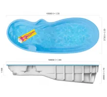 Композитный бассейн Валорис 10,00*3,73*1,1-2,0 м., Франмер