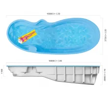 Композитный бассейн Валорис 10,00*3,73*1,1-2,0 м., Франмер