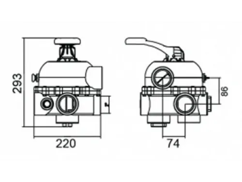 Вентиль 6-ти поз. (боковой 2") для фильтра Aquaviva серии S