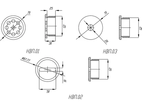 Насадка для водопада "Водяная пушка 500 (ВП.50) /1000 (ВП.10)" НВП.02/1 с прорезью, из нерж. стали AISI-316