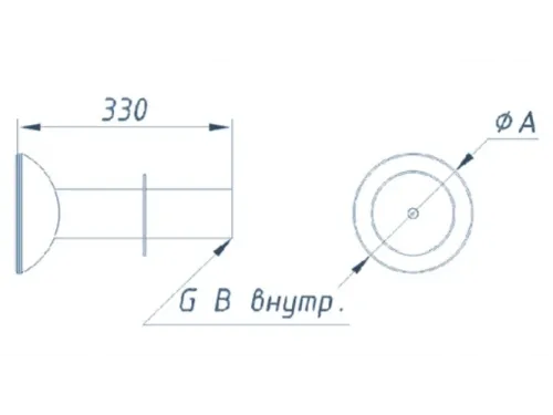 Водозабор АТ 06.07M антивихревой (универс.) L=300мм д. 250 мм. 40 м.куб./ч (2 1/2" НР) из нерж. стали AISI-316