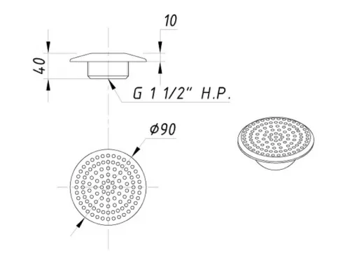 Водозабор АТ 06.08 ЭКОНОМ (плитка) д. 90 мм. 10-12 м.куб./ч (1 1/2" НР) из нерж. стали AISI-304