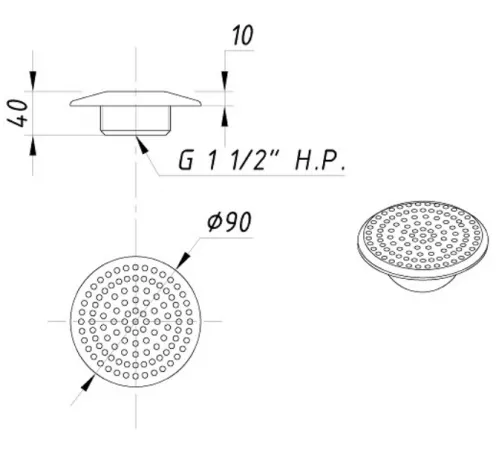 Водозабор АТ 06.08M ЭКОНОМ (плитка) д. 90 мм. 10-12 м.куб./ч (1 1/2" НР) из нерж. стали AISI-316