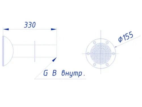 Водозабор АТ 06.05M с сеточкой (универс.) L=300мм д. 155 мм. 30 м.куб./ч (2" ВР) из нерж. стали AISI-316