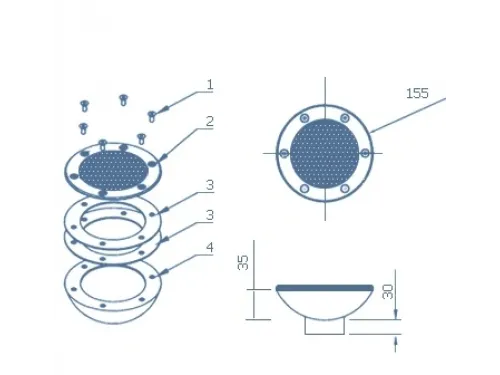 Водозабор АТ 06.01 с сеточкой (универс.) д. 155 мм., 30 м.куб./ч,  (2" ВР) из нерж. стали AISI-304