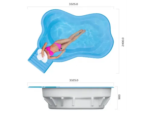 Композитный бассейн Воклюз с водопадом 3,33*2,40*0,90 м., Франмер