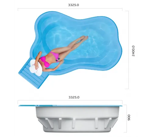 Композитный бассейн Воклюз с водопадом 3,33*2,40*0,90 м., Франмер