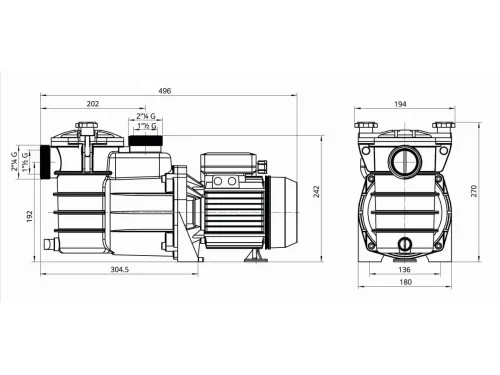 Насос (12.5 м3/ч, 0.75 кВт/ч, 220В) PSH MINI-100M (1MIN0100M2V) (для морской воды)
