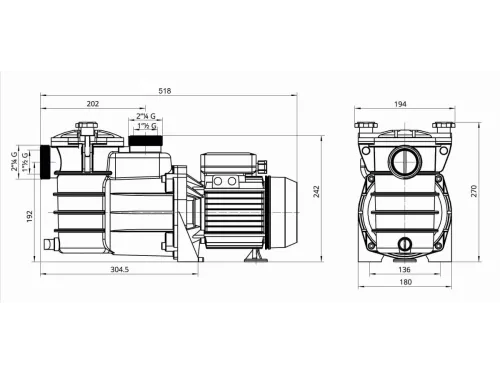 Насос (18 м3/ч, 1.1 кВт/ч, 220В) PSH MINI-150M (1MIN0150M2V)
