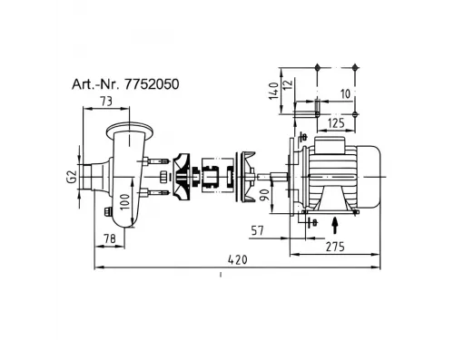 Насос (34 м3/ч, 1.5 кВт/ч, 220В) Hugo Lahme 7752050