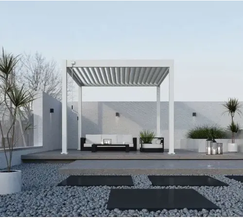 Пергола Aquaviva Модерн с креплением к стене (руч. упр. ламелями) 4X3м RAL7015 (Антрацит)