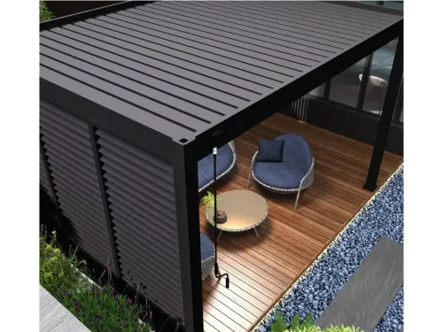 Пергола Aquaviva Модерн с креп. к стене (ламели с электропривод.)  3X3м RAL 9016 (Белая)