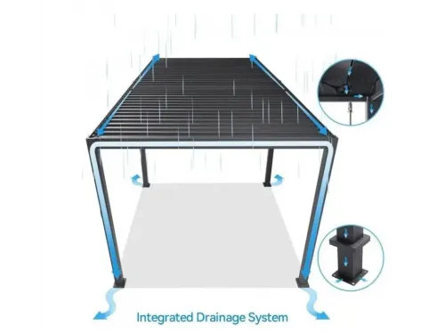 Пергола Aquaviva Модерн с креп. к стене (ламели с электропривод.)  3X3м RAL 9016 (Белая)