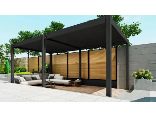 Пергола Aquaviva Модерн с креп. к стене (ламели с электропривод.)  3X3м RAL 9016 (Белая)