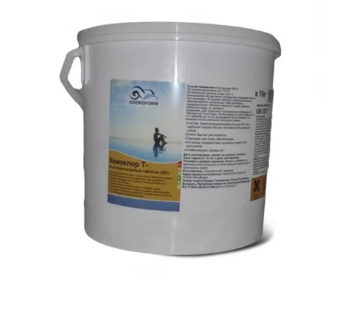 Кемохлор-Т быстрорастворимый стабилизированный хлор 50% в таблетках 20гр., 30 кг, Chemoform