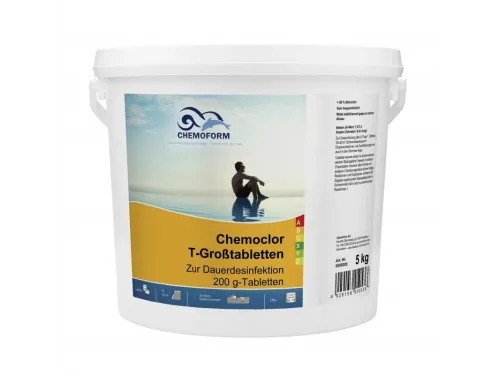 Кемохлор-Т медленнорастворимый стабилизированный хлор 90% в таблетках 200гр.,  5 кг, Chemoform