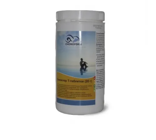 Кемохлор-Т медленнорастворимый стабилизированный хлор 90% в таблетках 20гр.,  1 кг, Chemoform