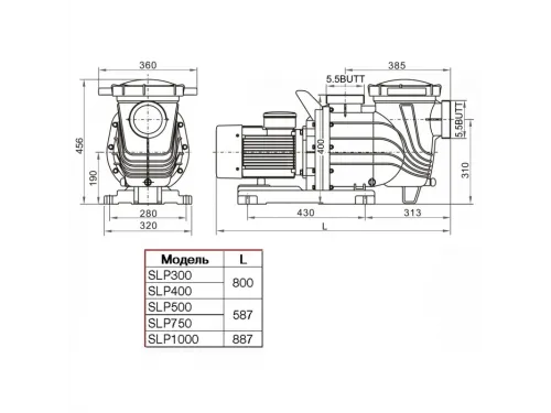 Насос (30 м3/ч, 2.2 кВт/ч, 220В) Pool King SLP300