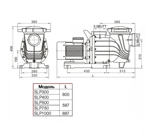 Насос (30 м3/ч, 2.2 кВт/ч, 220В) Pool King SLP300