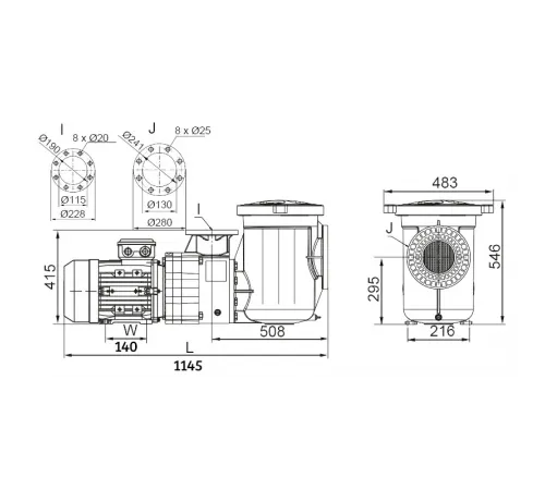 Насос (117 м3/ч, 8.6 кВт/ч, 380В) Pool King FCP-10AN