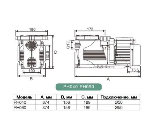 Насос (7 м3/ч, 0.55 кВт/ч, 220В) Pool King PH075