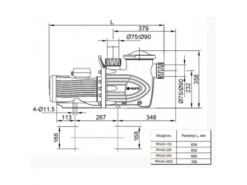 Насос (26.2 м3/ч, 1.4 кВт/ч, 380В) Pool King PPA50-150