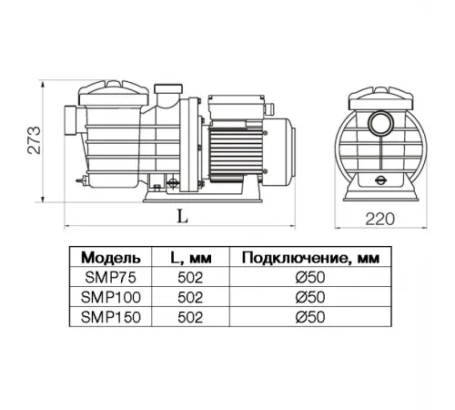 Насос (17 м3/ч, 1.1 кВт/ч, 220В) Pool King SMP150