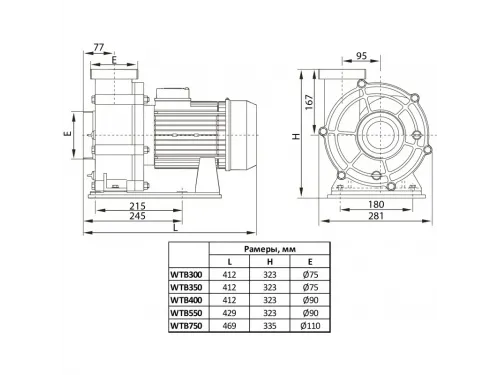 Насос (64 м3/ч, 3 кВт/ч, 380В) Pool King WTB300T