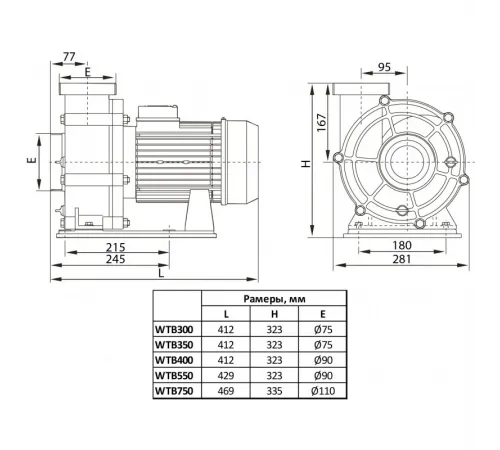 Насос (85 м3/ч, 4 кВт/ч, 220В) Pool King WTB400T