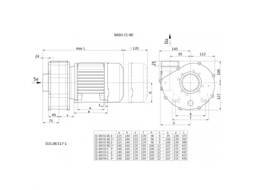 Насос (65 м3/ч, 3.45 кВт/ч, 380В) Speck BADU 21-80/33 G