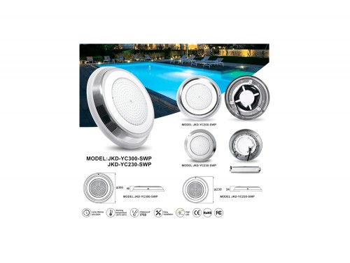 Прожектор накладной из нерж. стали рамка белая (25Вт/12В) LED Cold white Tadpole JKD-YC300-SWP