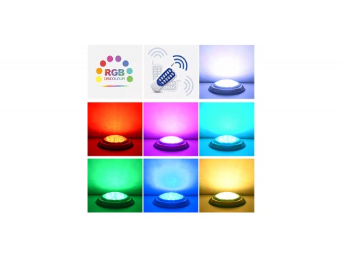 Прожектор накладной из нерж. стали рамка синяя (18Вт/12В) LED RGB с пультом Tadpole JKD-YC230-SP