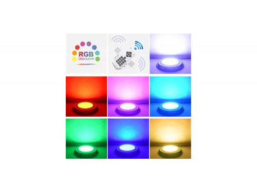 Прожектор накладной из нерж. стали рамка синяя (25Вт/12В) LED RGB с пультом Tadpole JKD-YC300-SP
