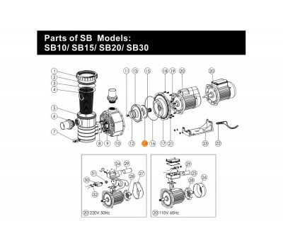 Крыльчатка насоса SB15 Emaux  01311005